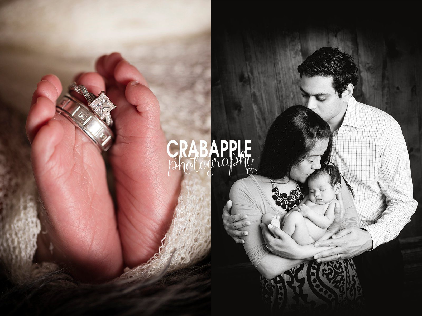 newborn photos using wedding rings in MA