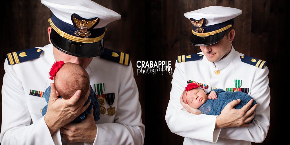 wilmington baby photography dad in uniform