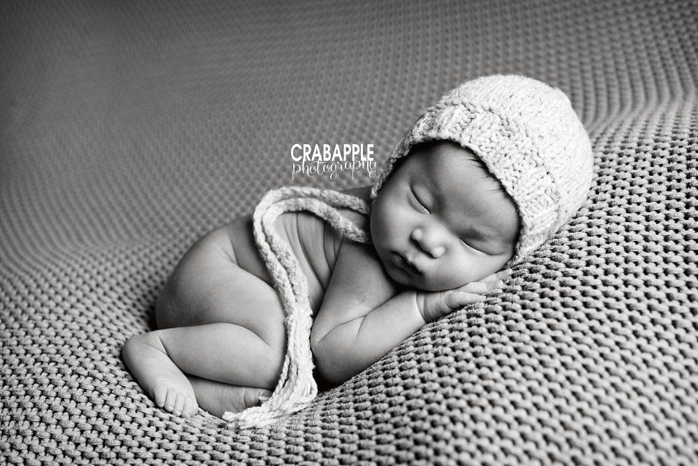 black and white newborn baby portraits
