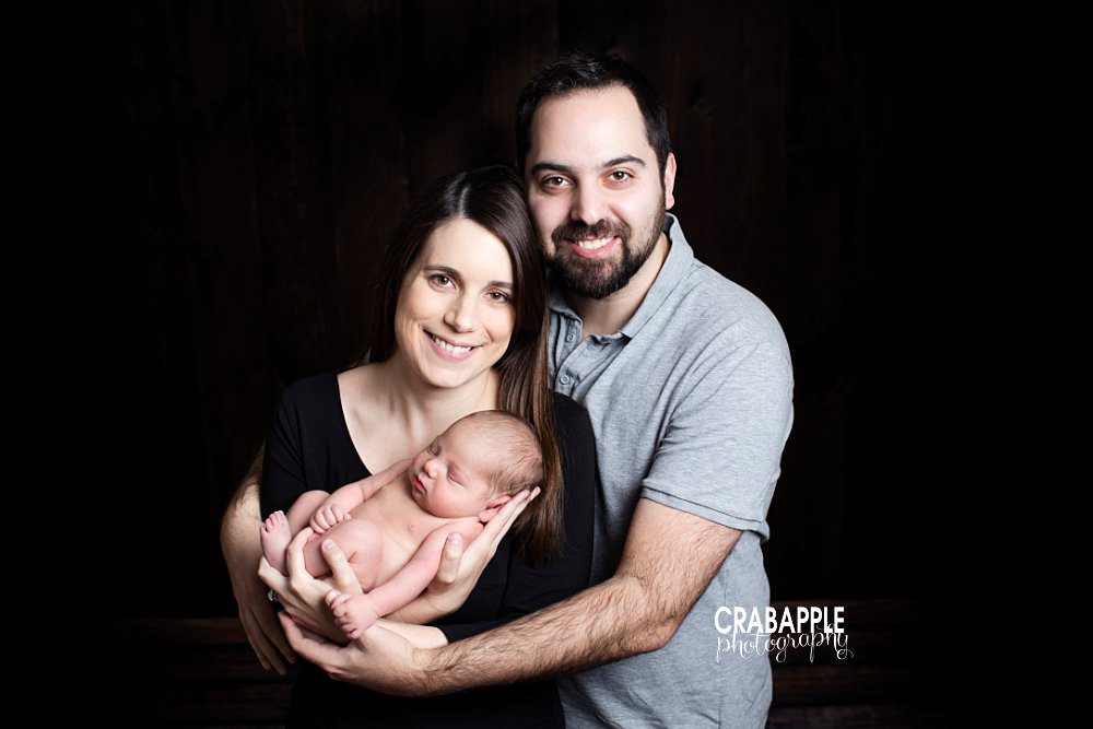 boston newborn with parents portrait