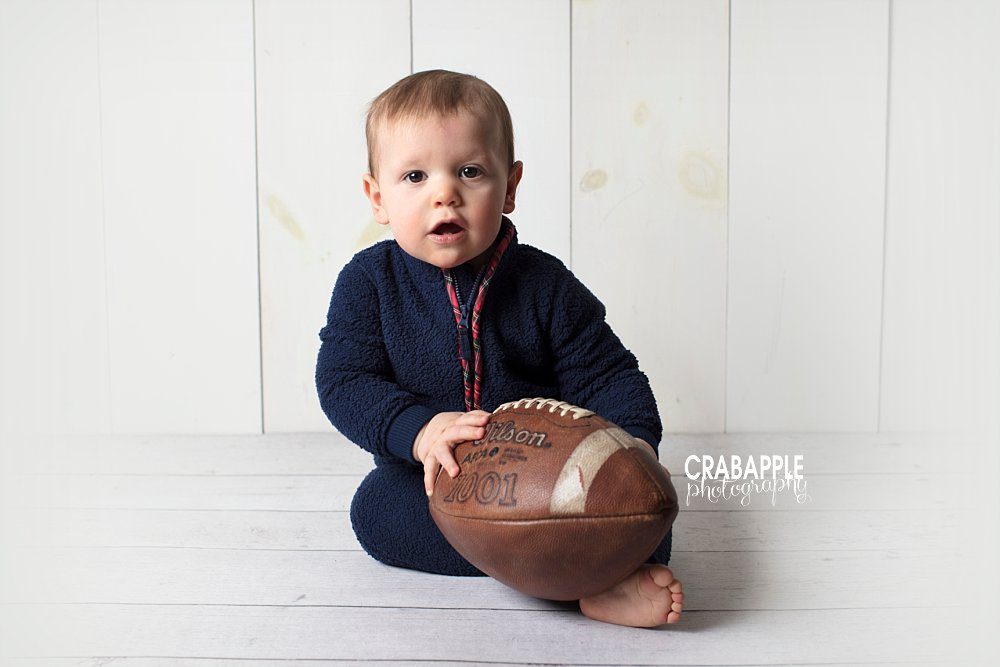 baby portraits andover ma with football