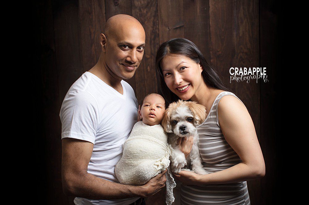 newborn family portraits with dog ma