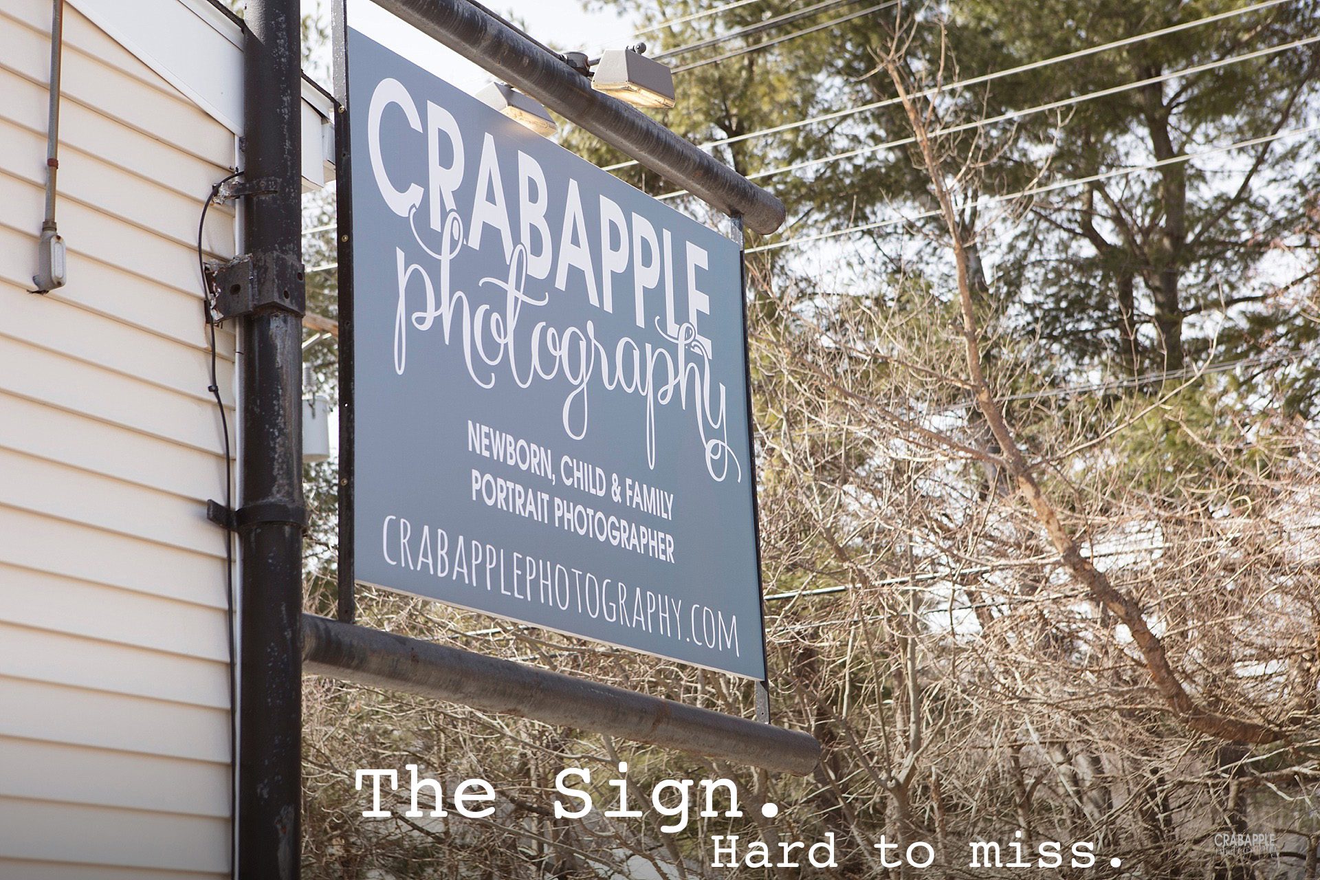 Crabapple Photography sign, located in Andover, Massachusetts.