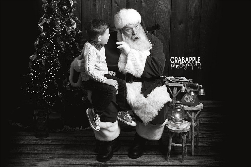 black and white santa photos