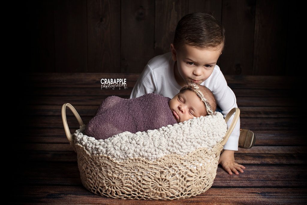newborn baby and big brother photos