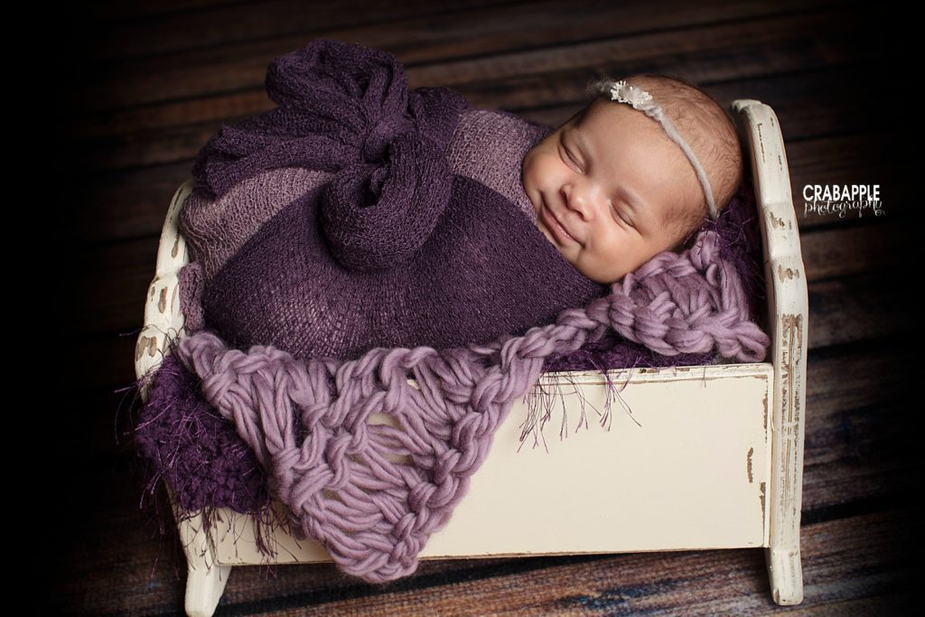 purple newborn photos