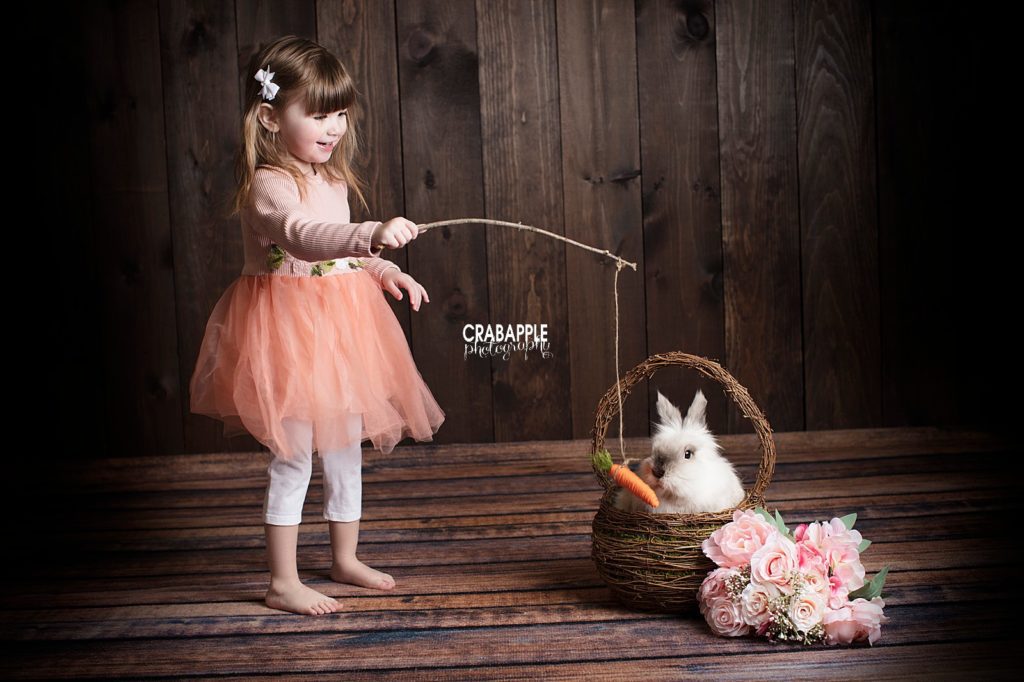 child portraits for easter with real bunny