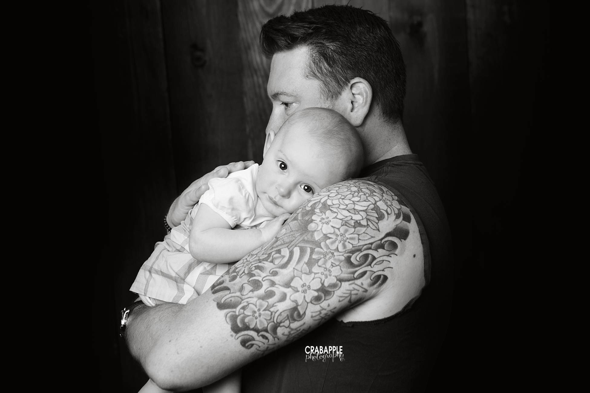 black and white father portraits