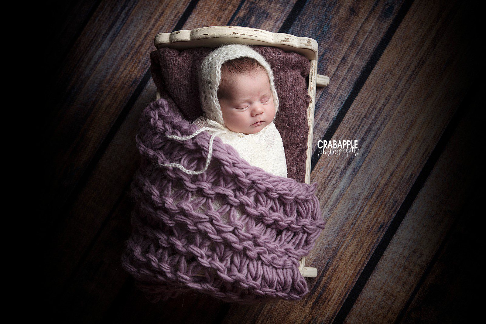purple new baby photo styling ideas