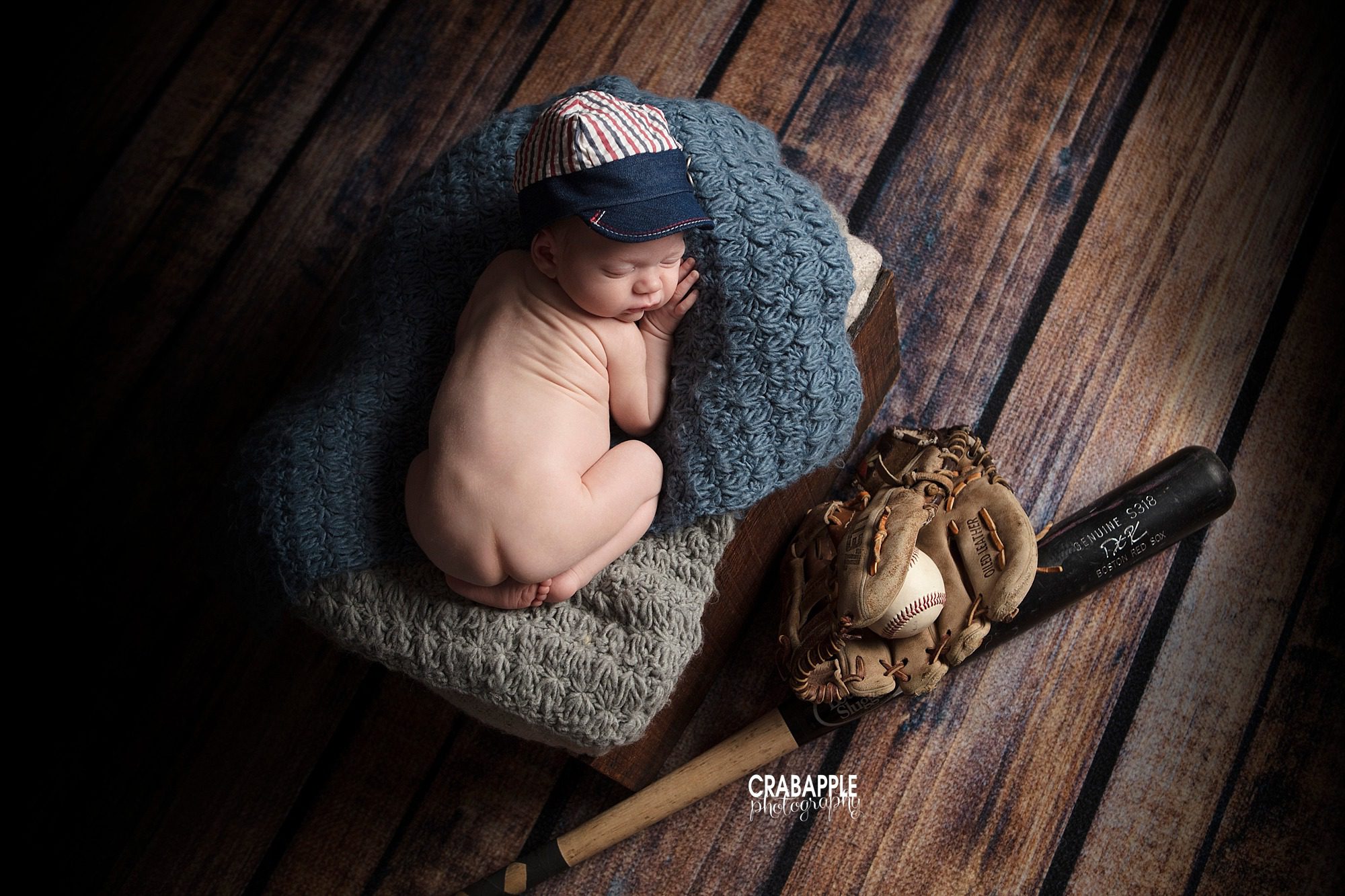old time baseball newborn photography