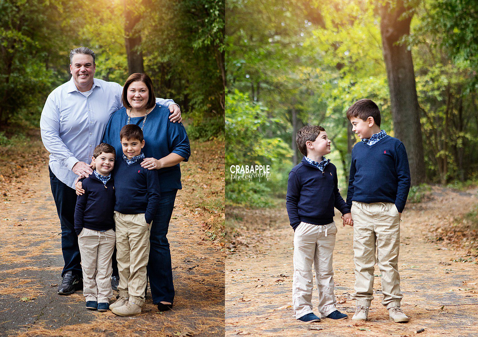 family and brother portraits outside fall boston