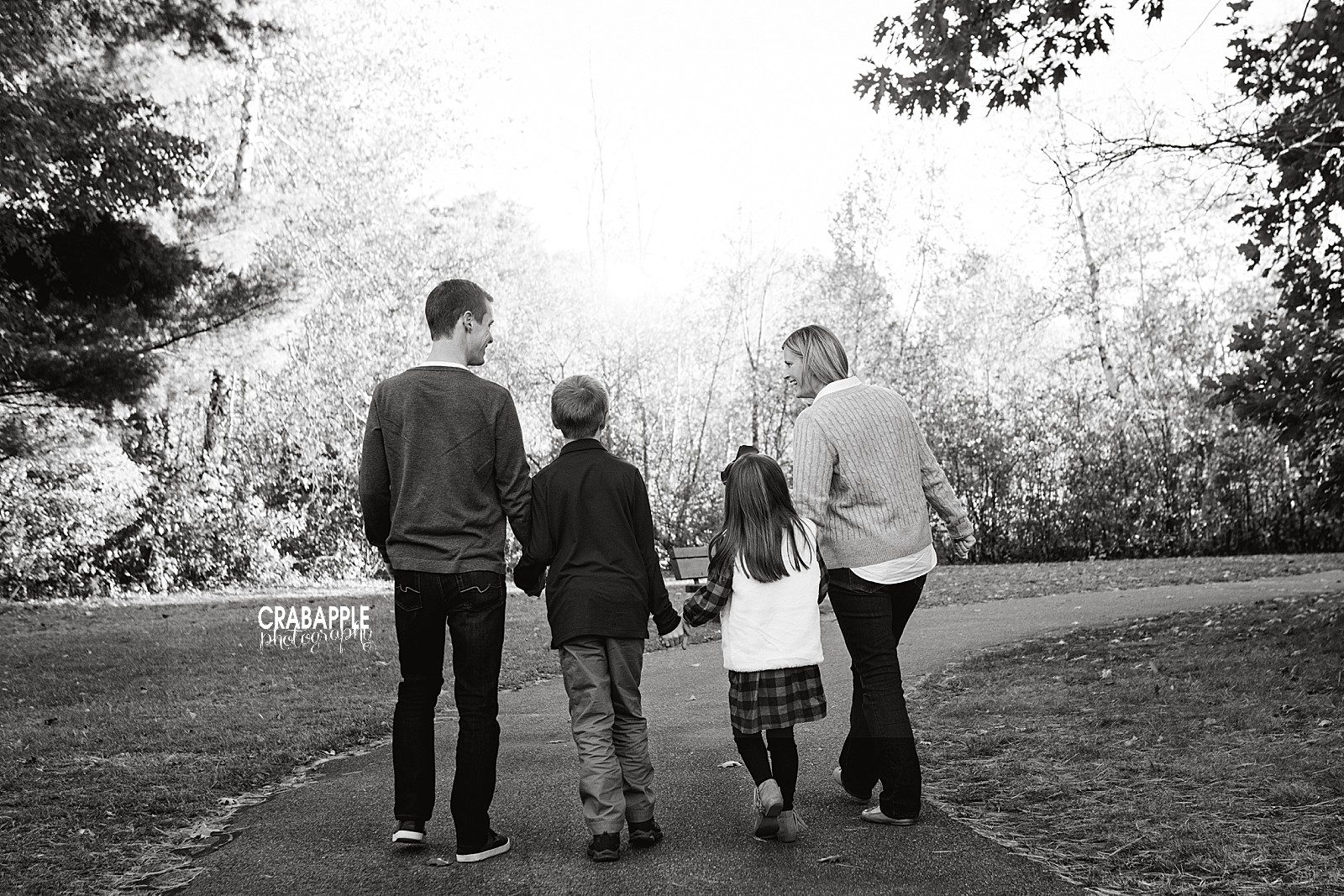 black and white fall family photos