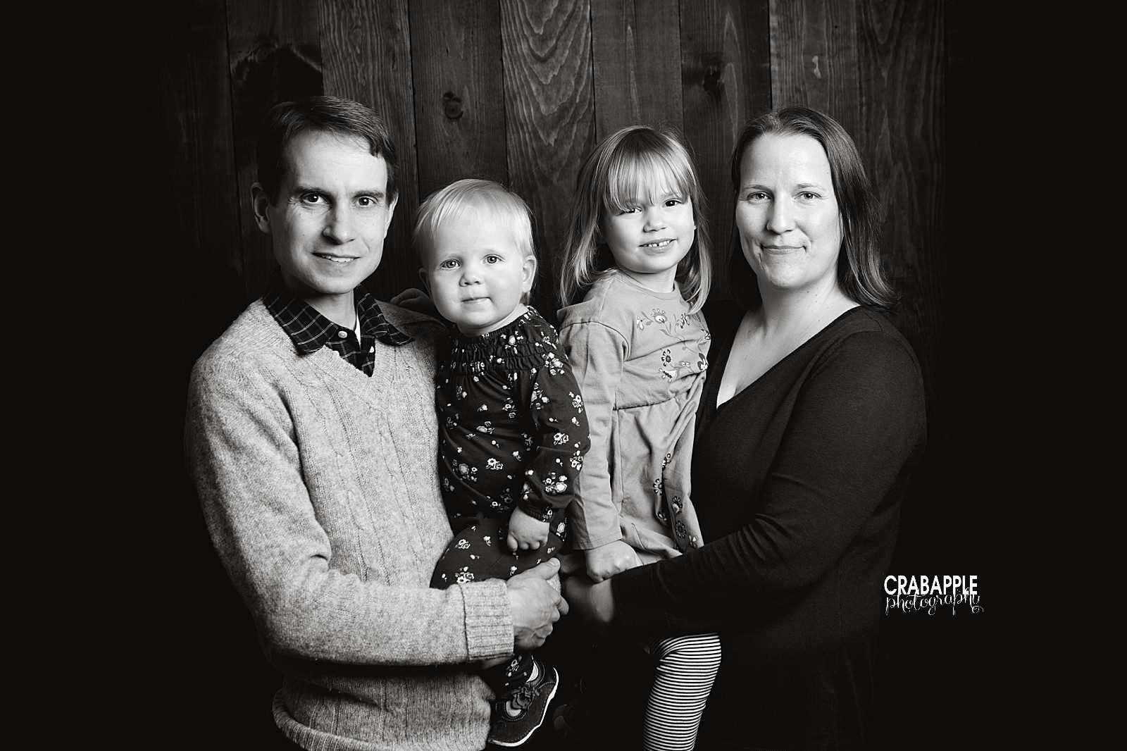black and white family portraits