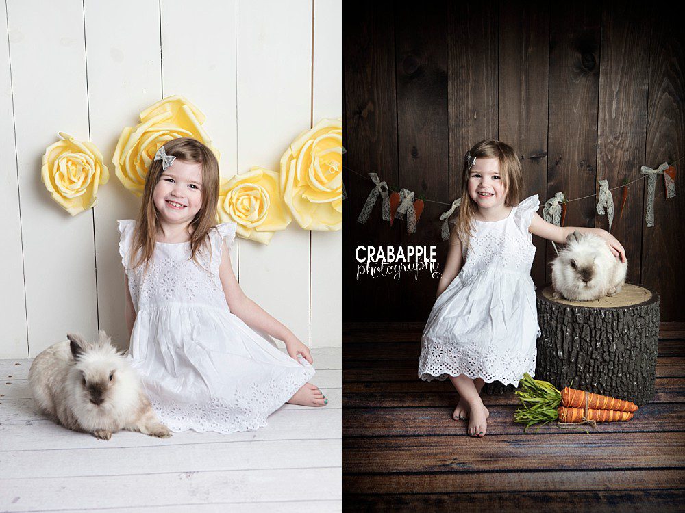 spring mini sessions with live bunny in studio