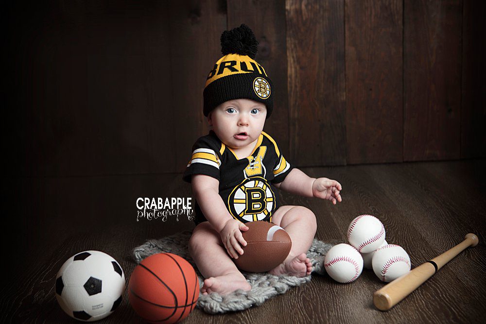 sports themed six month photos