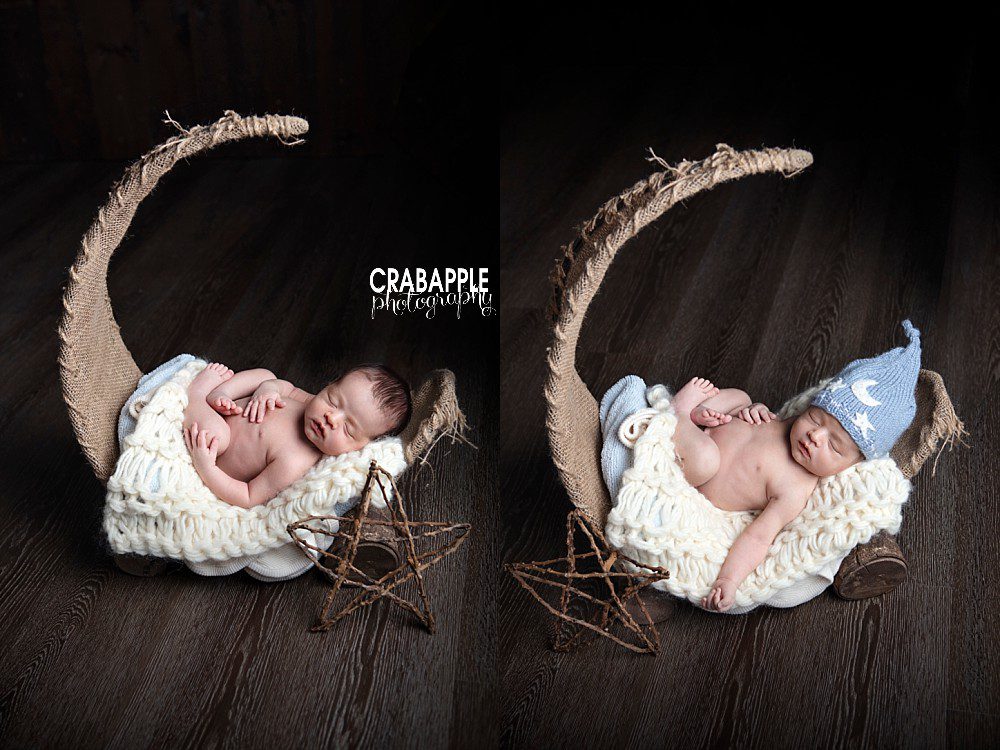 tewksbury baby portraits with moon and star props