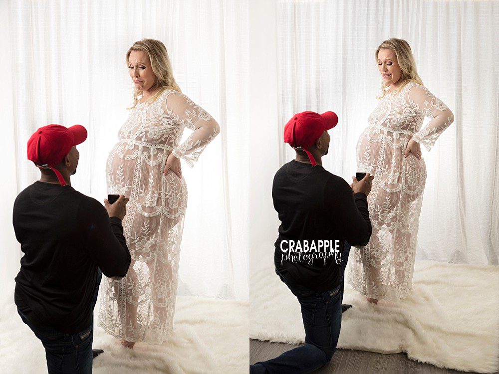 surprise engagement during maternity photos