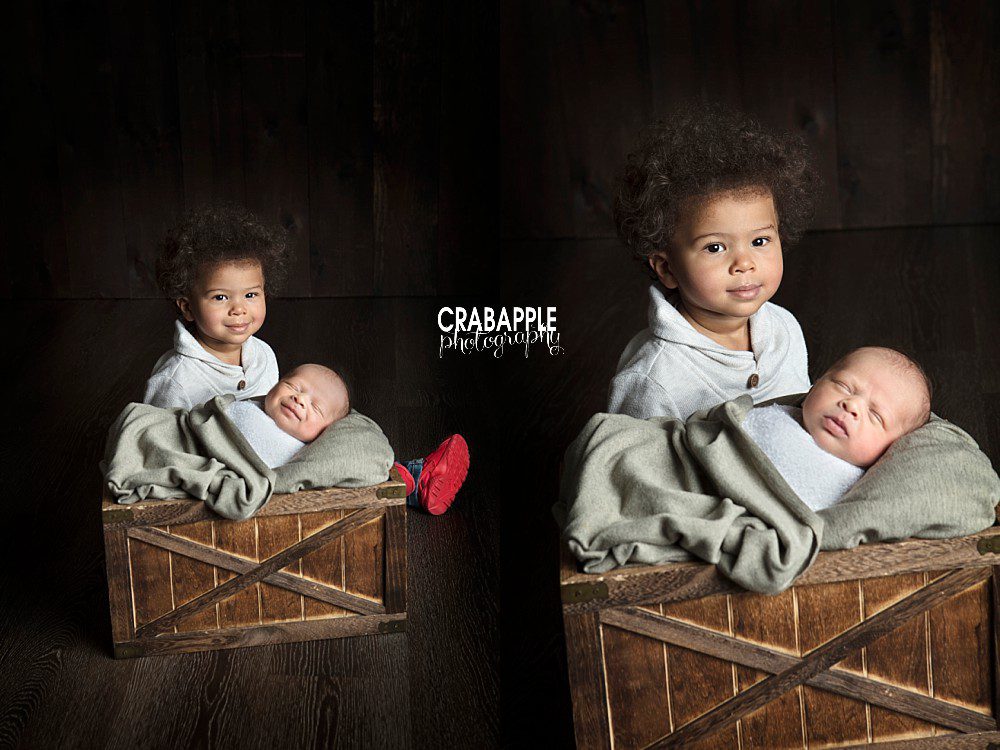 peabody newborn photos with toddler brother