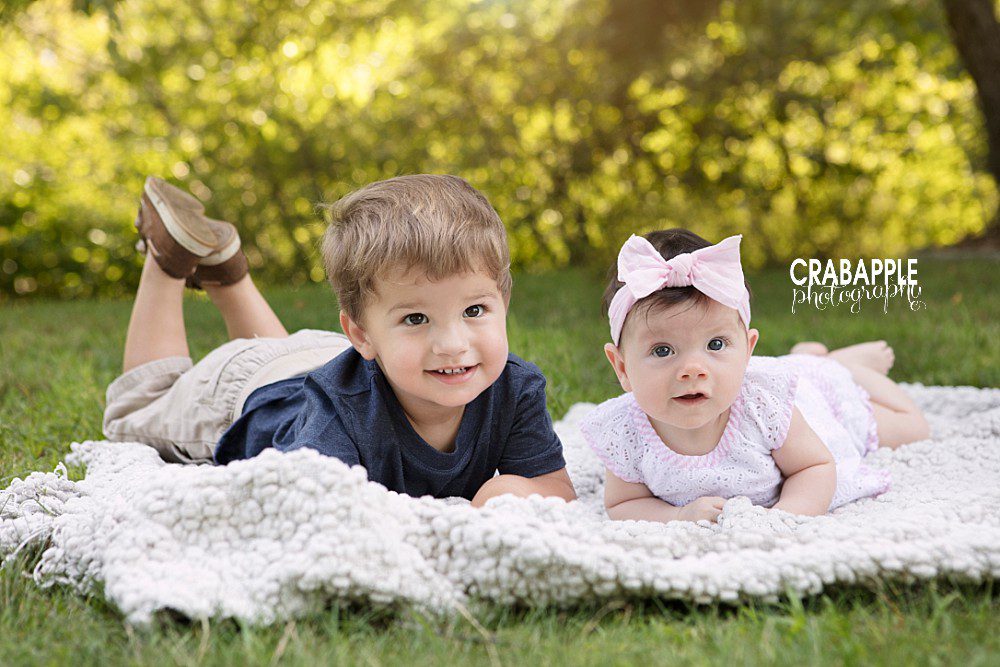 sibling portrait photography including 3 month old baby