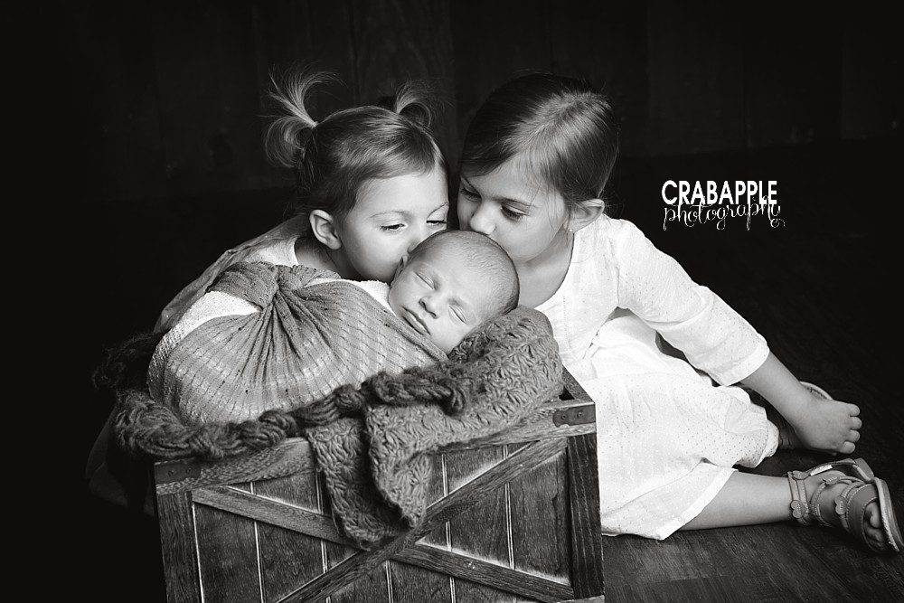 black and white child and baby photography