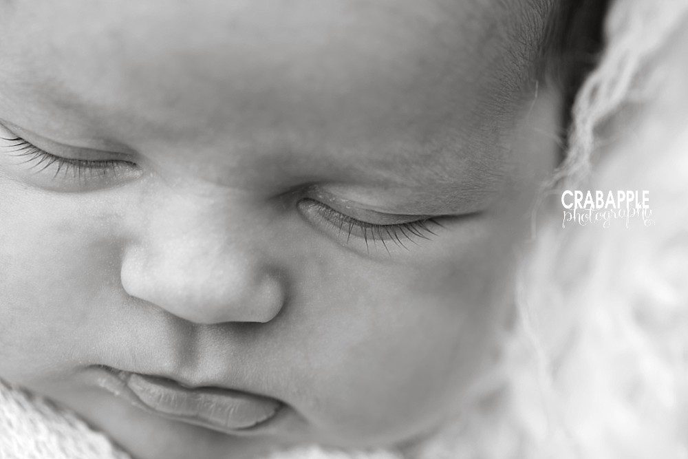 black and white newborn photography