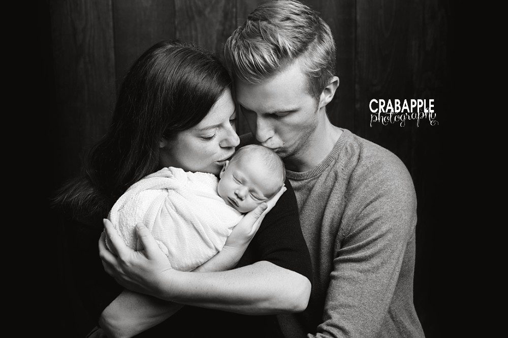 black and white family photos with new baby in massachusetts