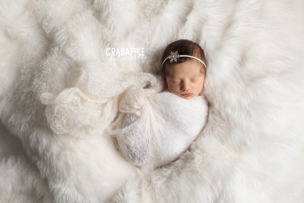 all white monochromatic newborn photos