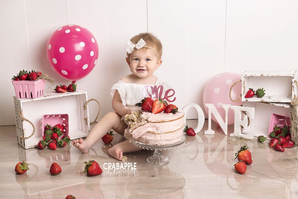 strawberry themed first birthday