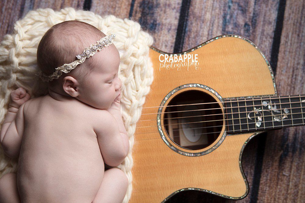 baby photography with guitar