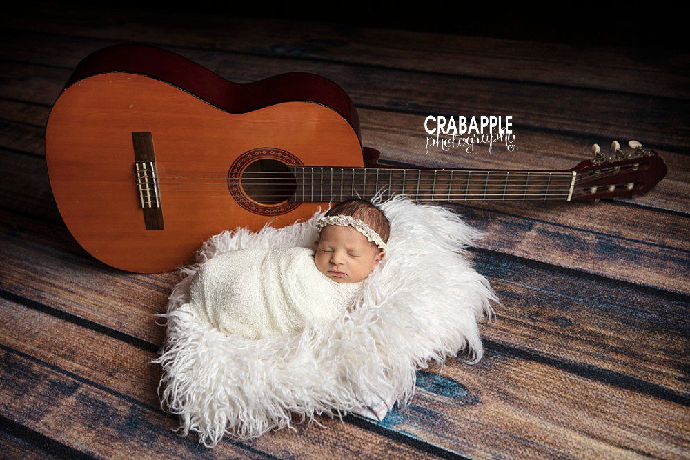 newborn portraits including guitar