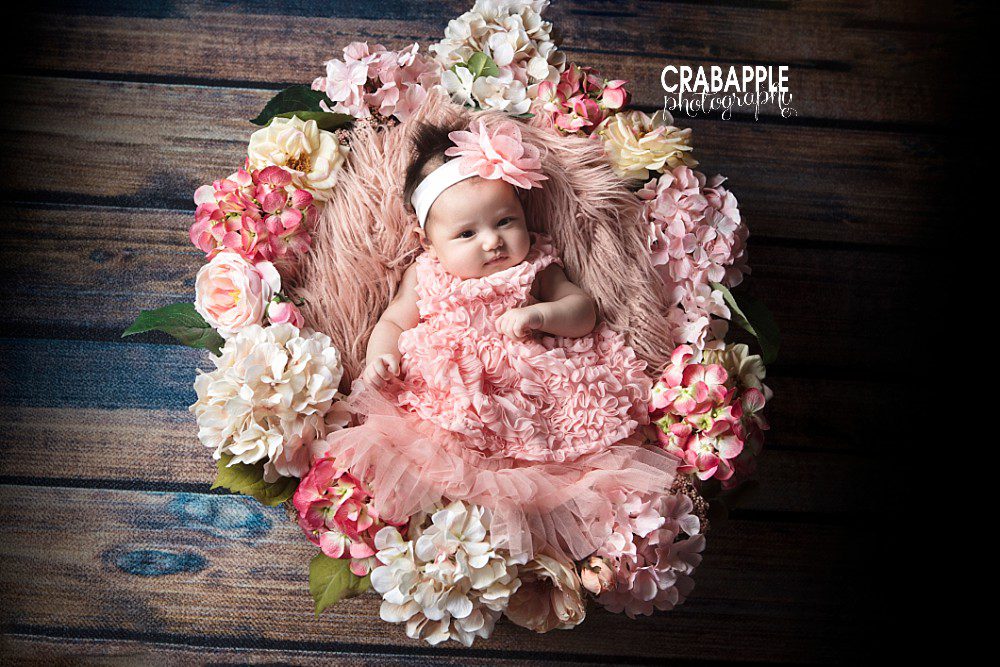 floral baby portrait photography ideas