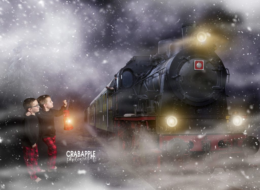Sibling Christmas Card Photo Ideas for Kids Polar Express