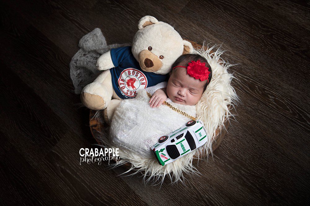 newborn photos using sentimental objects