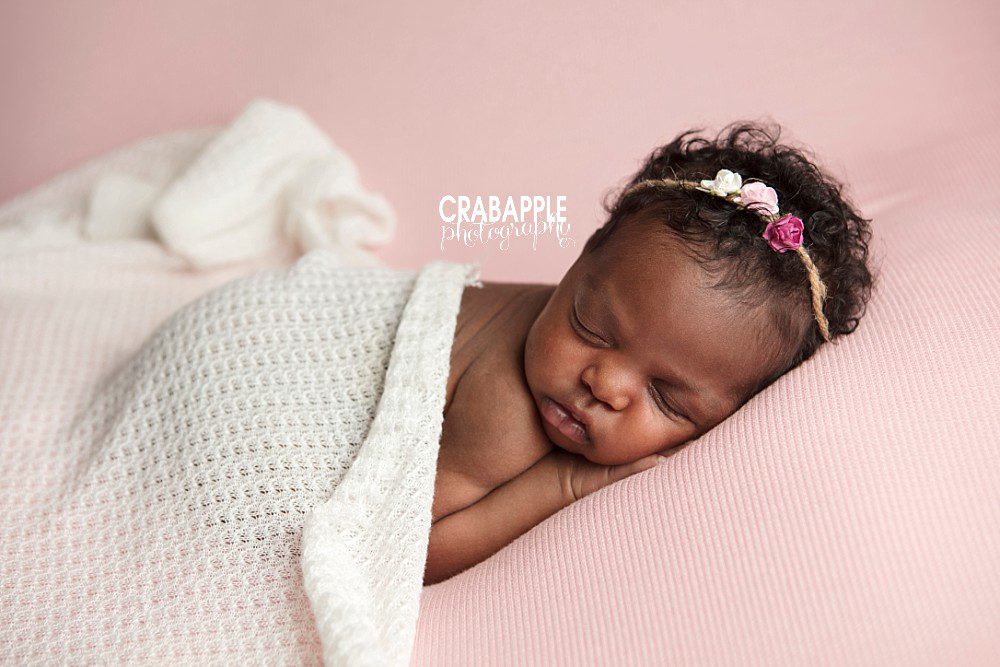 pink and white newborn photo ideas