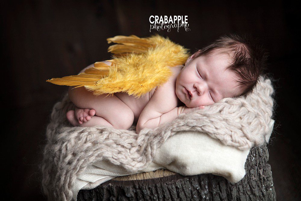 Cambridge newborn photos with wings