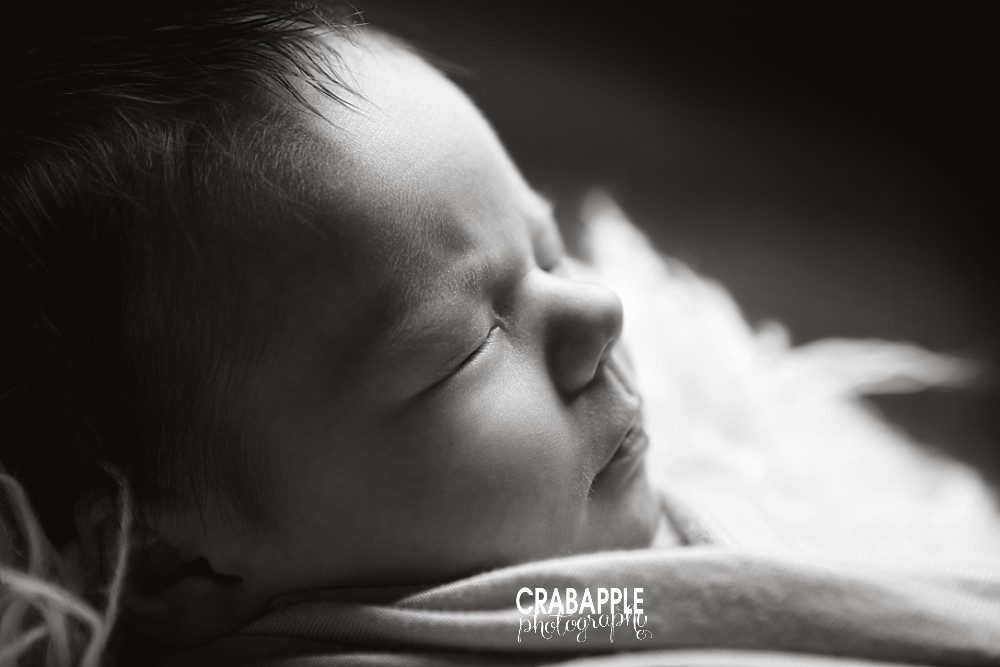 Cambridge black and white newborn portraits