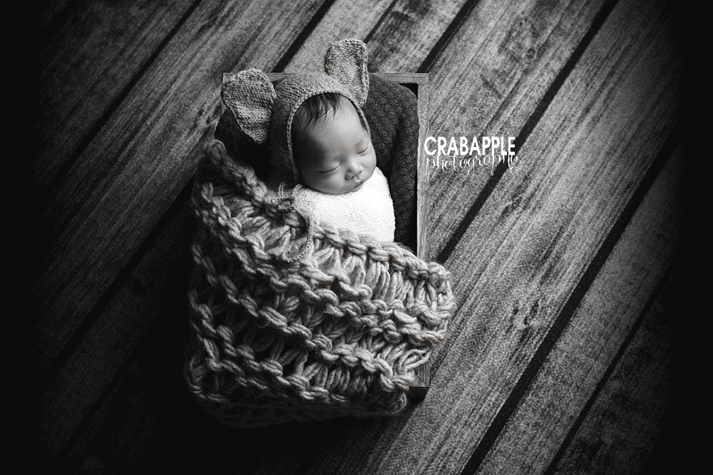 black and white portrait photography newborn
