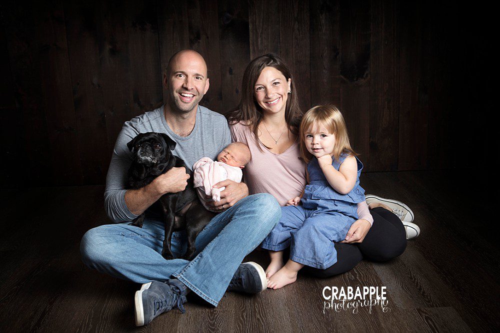 somerville newborn family photos with dog