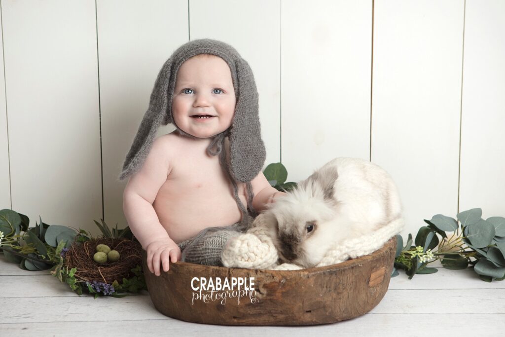 baby pictures with live bunny