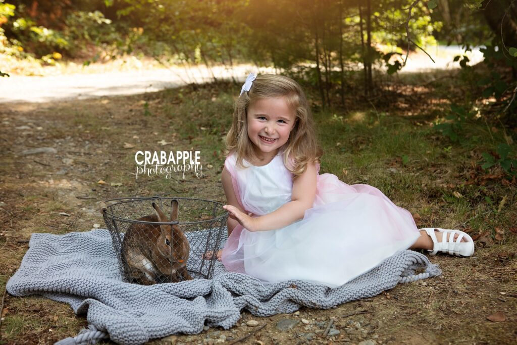 outdoor easter photos with live rabbit