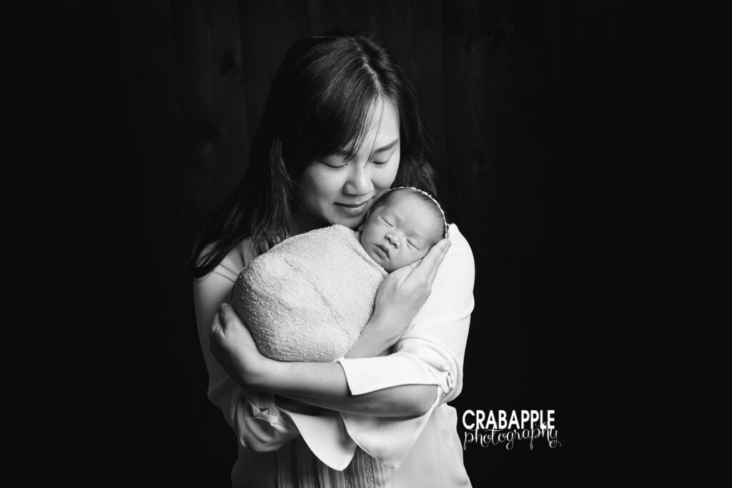 black and white mother daughter portrait ideas