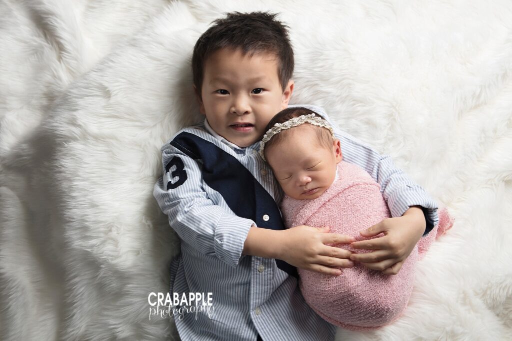 brother and sister newborn portraits
