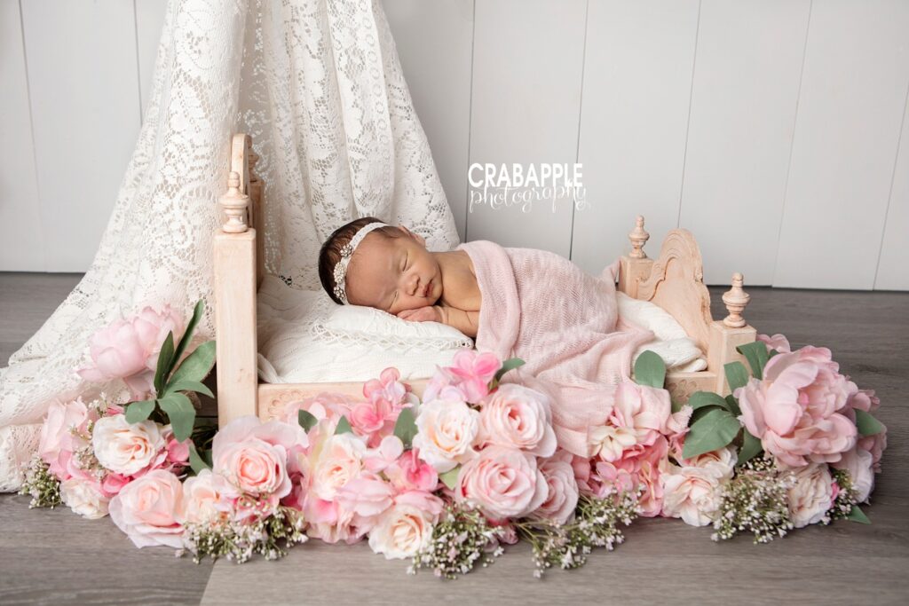 sleeping beauty inspired newborn portraits