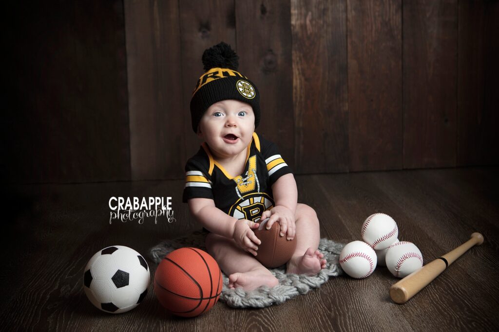 sports themed baby photo ideas