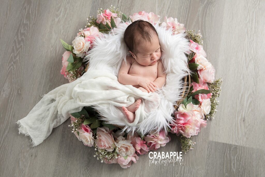 newborn photos with flowers