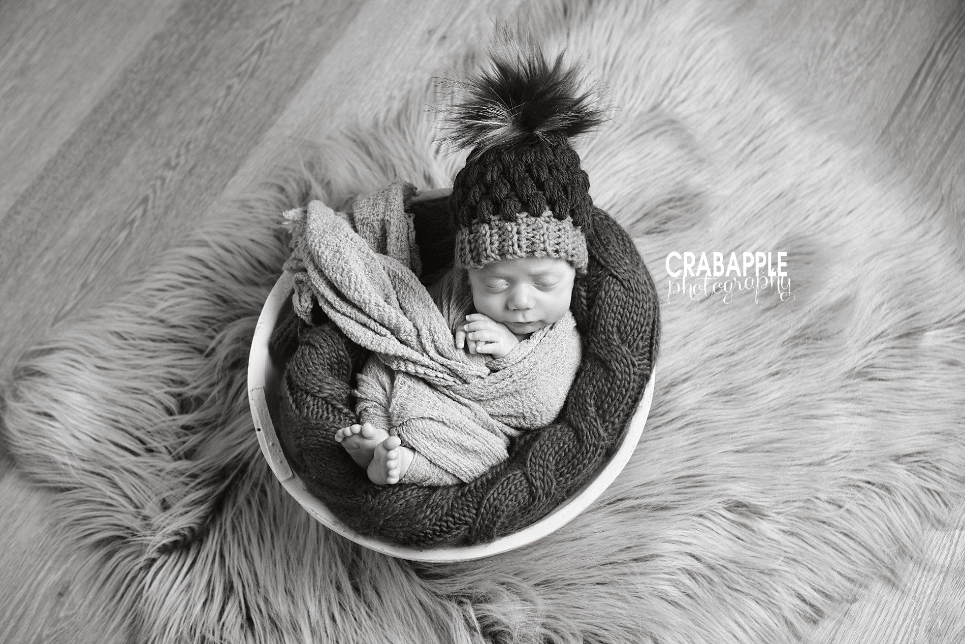 black and white newborn portraits in Andover MA photography studio