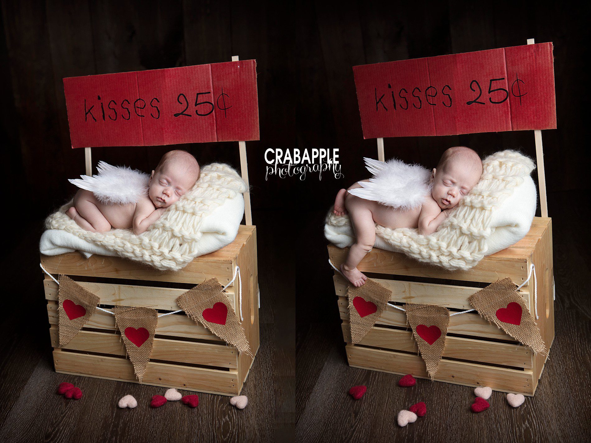 Really cute Valentine's Day newborn photo ideas for baby boy photoshoot
