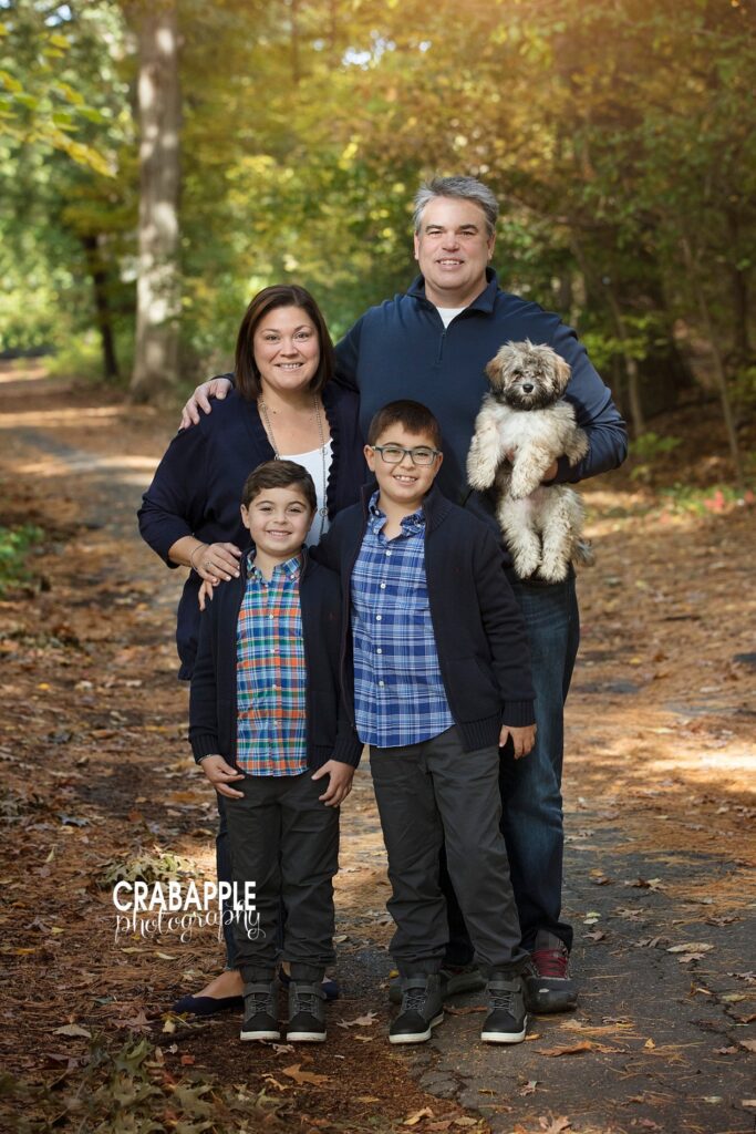 outdoor boston fall family photos with dog