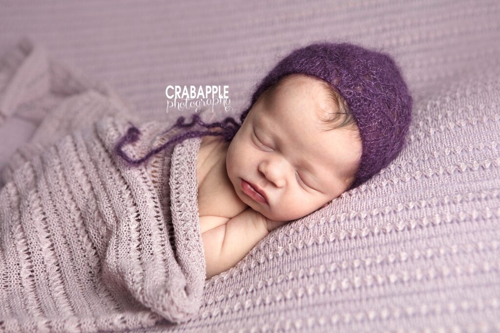 purple newborn photo styling ideas