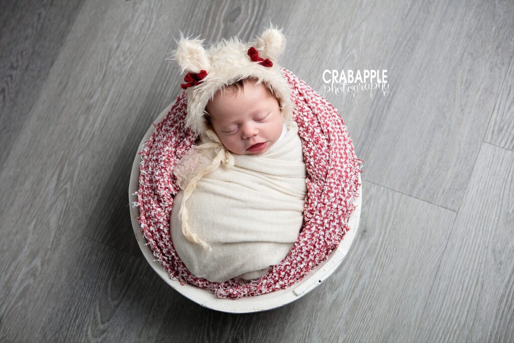 red and white newborn styling ideas